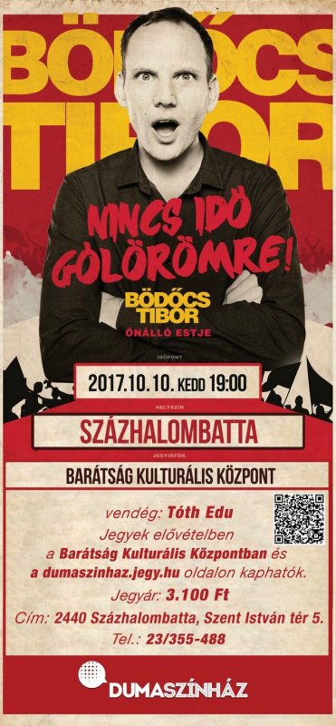 „Nincs idő gólörömre” – Bödőcs Tibor önálló előadása